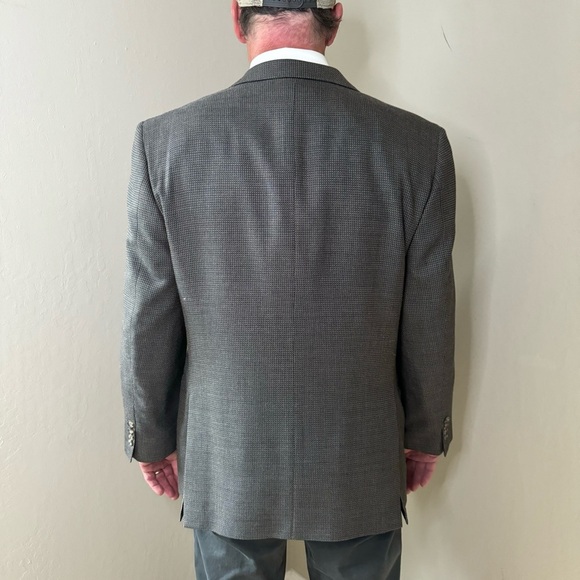 JOSEPH ABBOUD 2 Button Blazer Sport Coat Silk Wool Textured Grey Tan Brown 44R - Picture 6 of 16